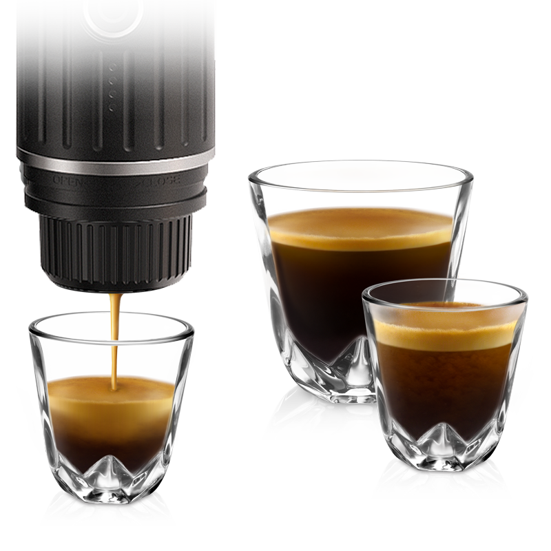 MIKOCA portable espresso machine brewing espresso with rich crema