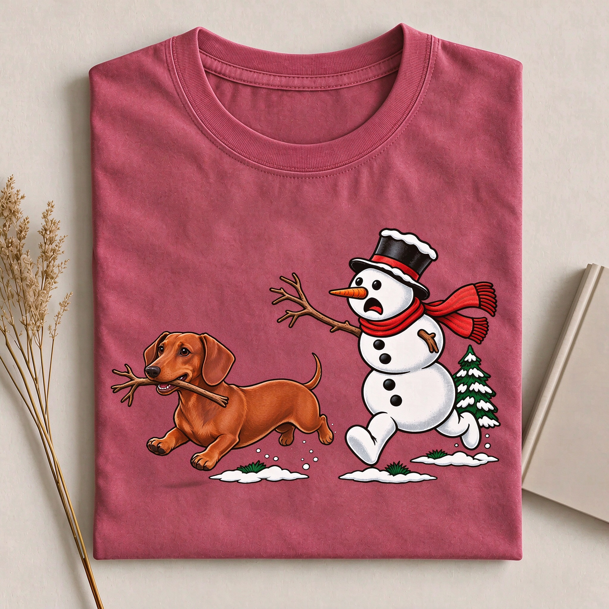 Funny Dachshund Snowman Christmas T-Shirt