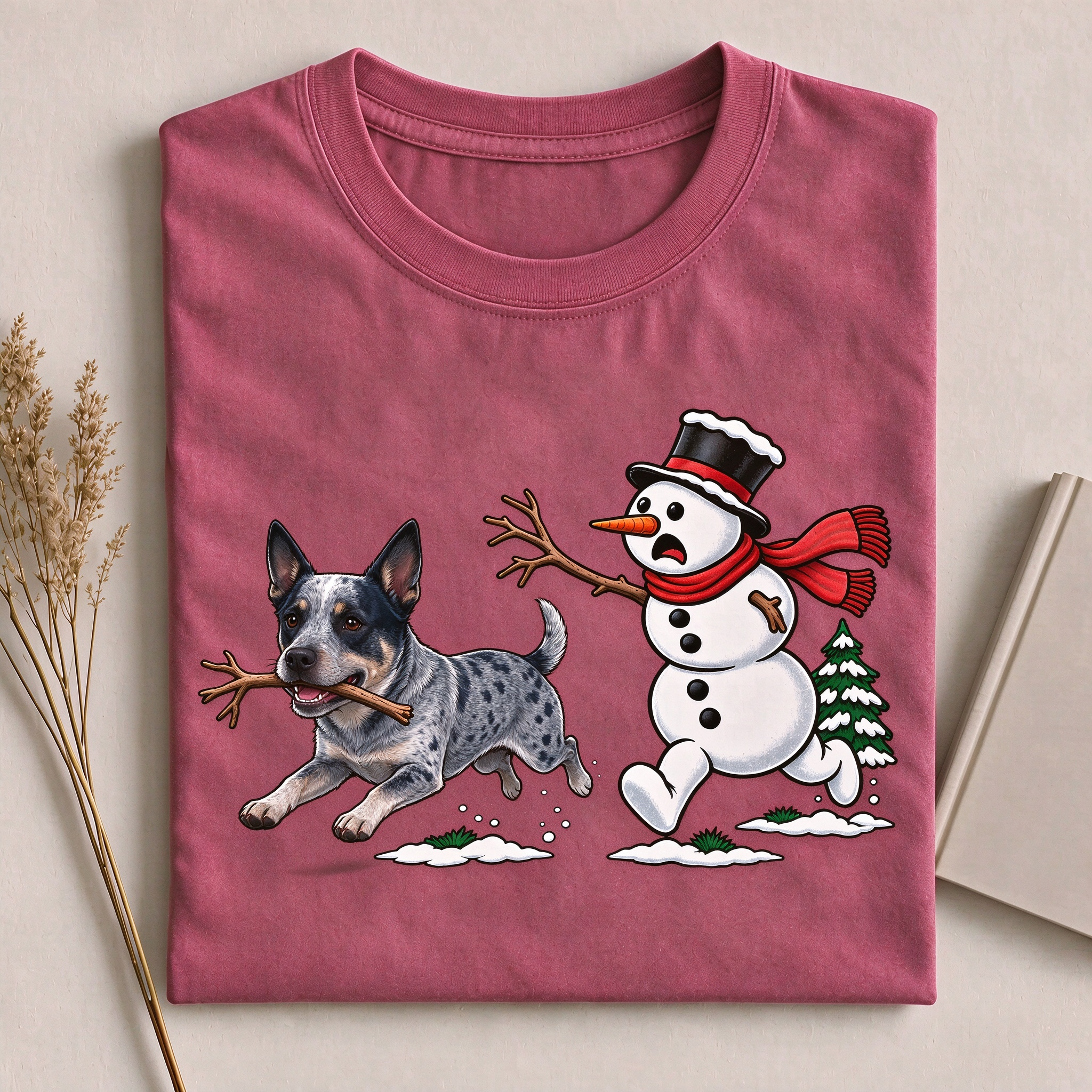 Funny Blue Heeler Snowman Christmas T-Shirt