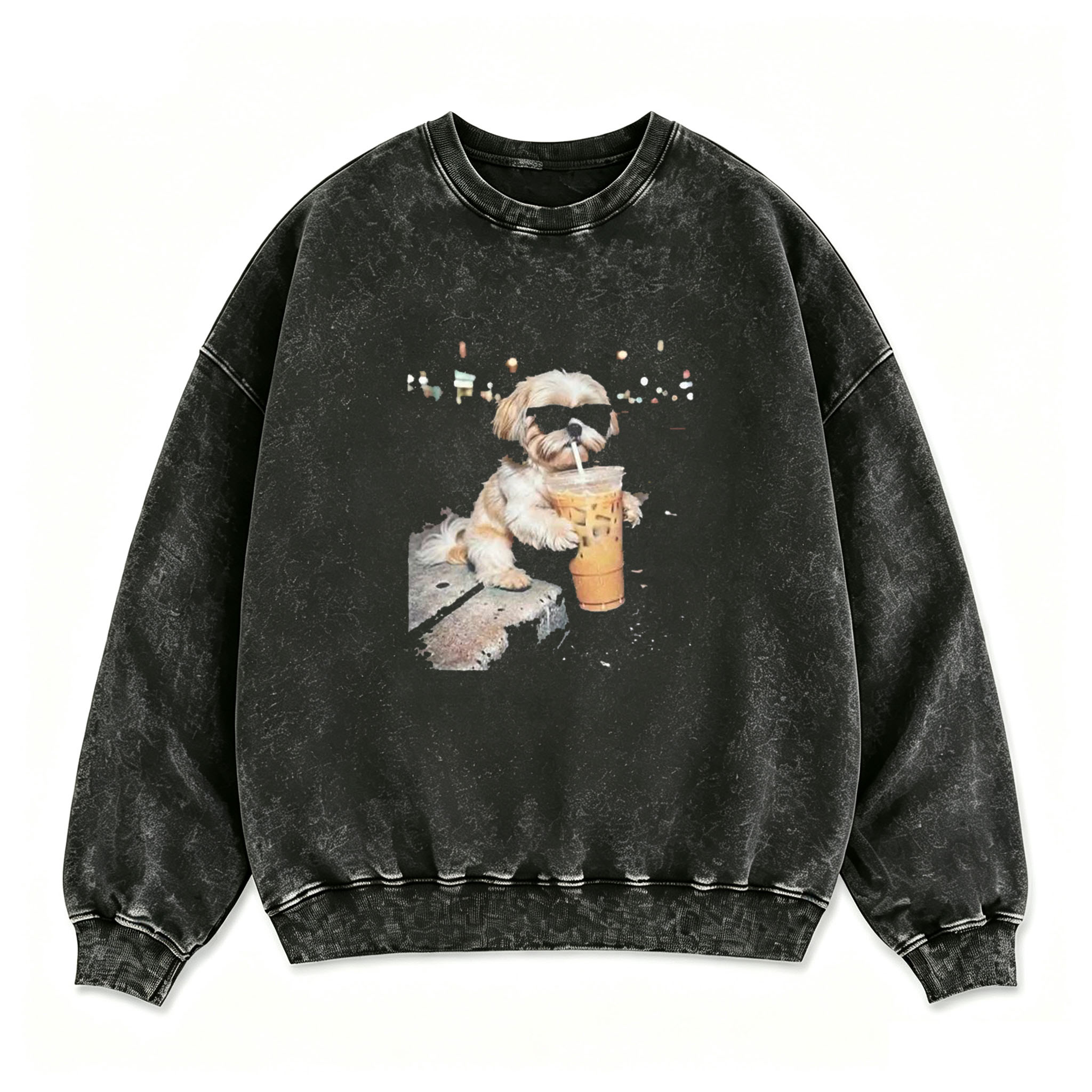 Shih Tzu Drinking Iced Coffee Sweatshirt