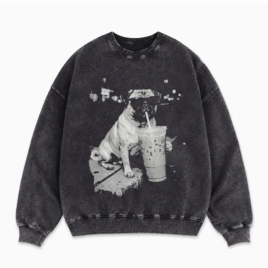 Funny Dog Drinking Iced Coffee Sweatshirt