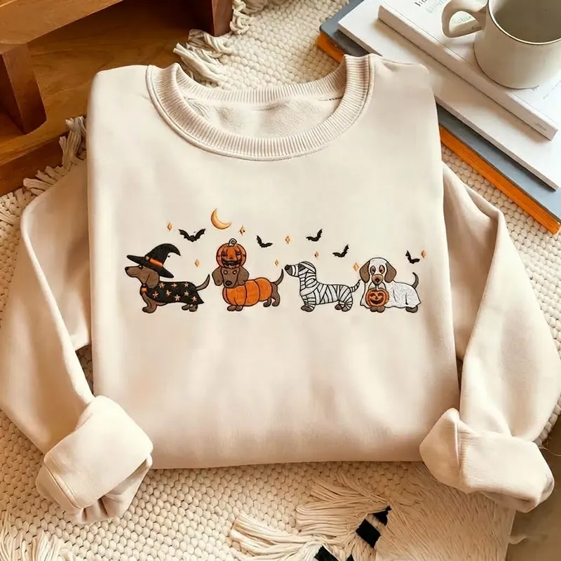 Dachshund Halloween Embroidered Sweatshirt