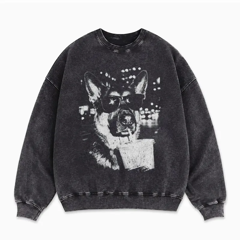 German Shepherd Drinking Iced Coffee Sweatshirt