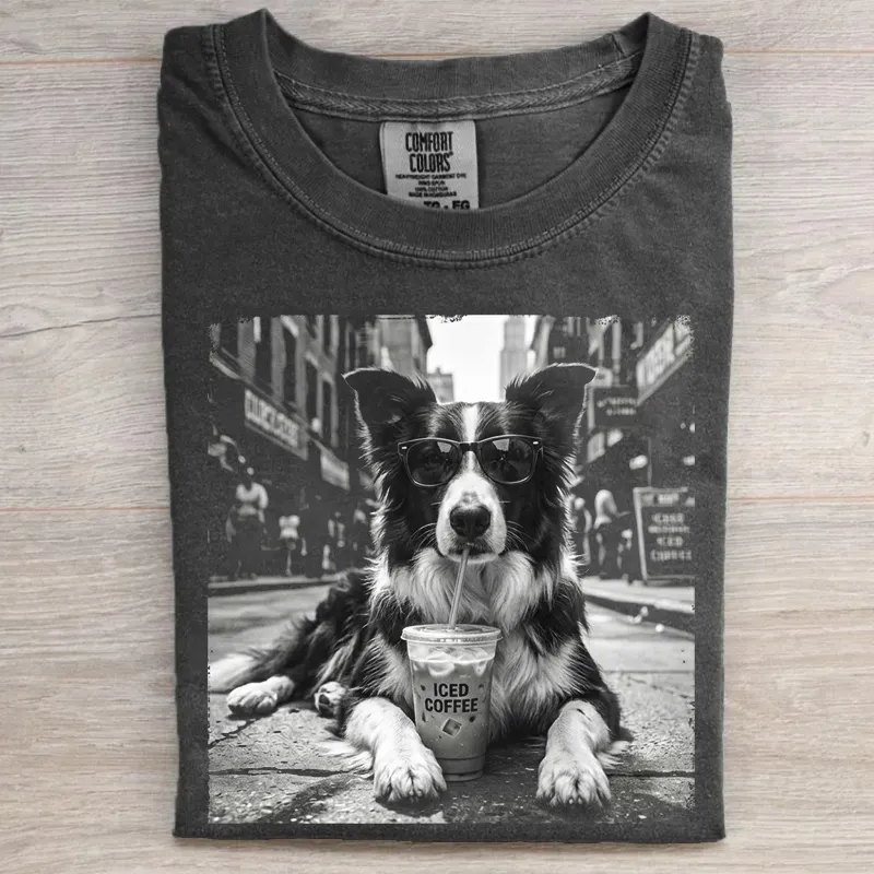 Border Collie Iced Milk Coffee T-shirt