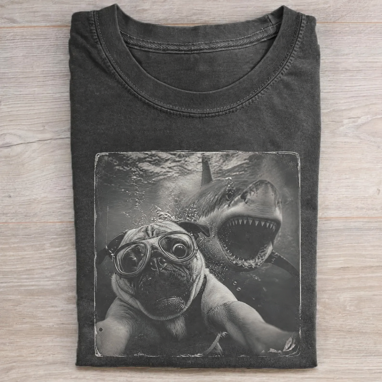 Pug Shark Selfie T-shirt