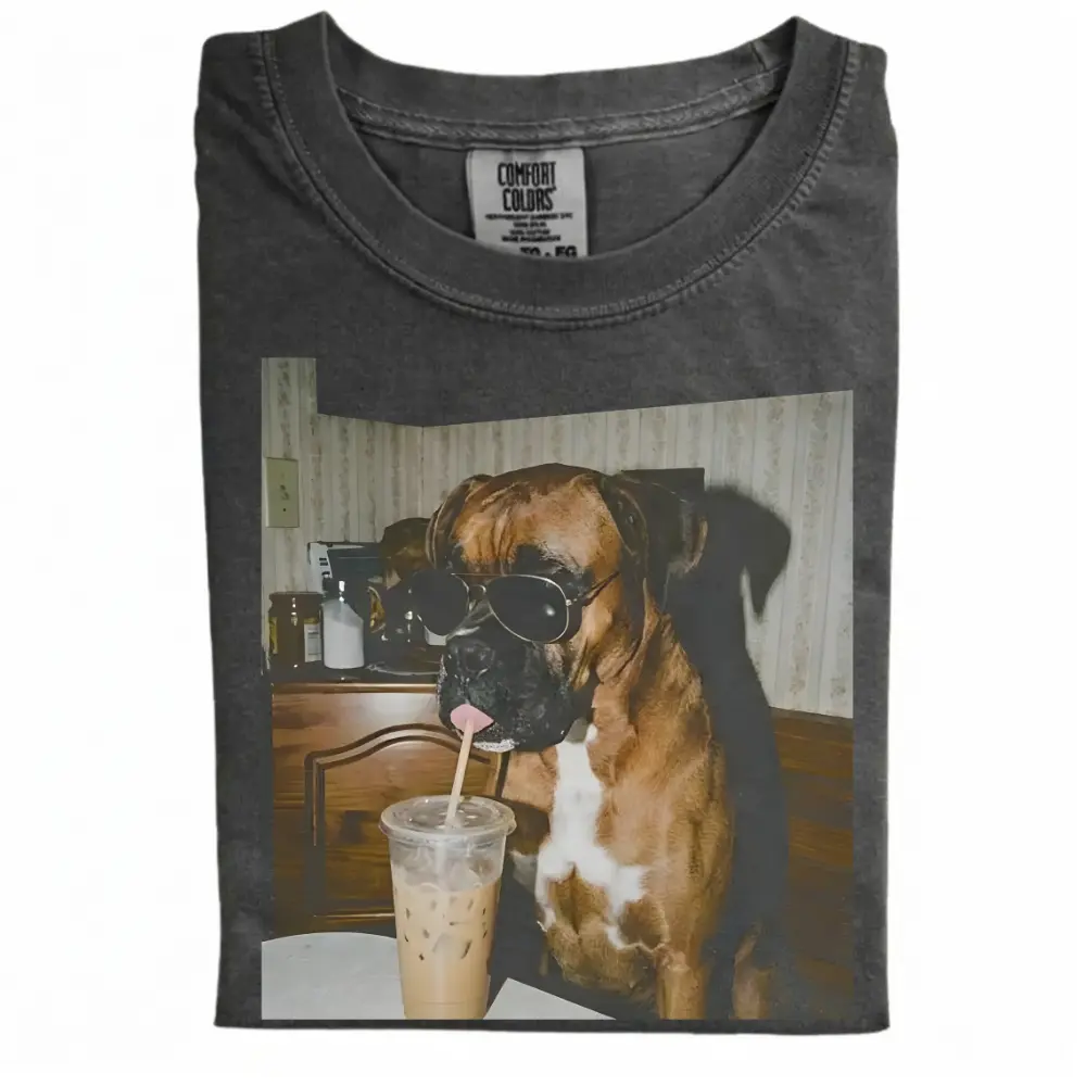 Boxer Drinking Iced Coffee T-shirt