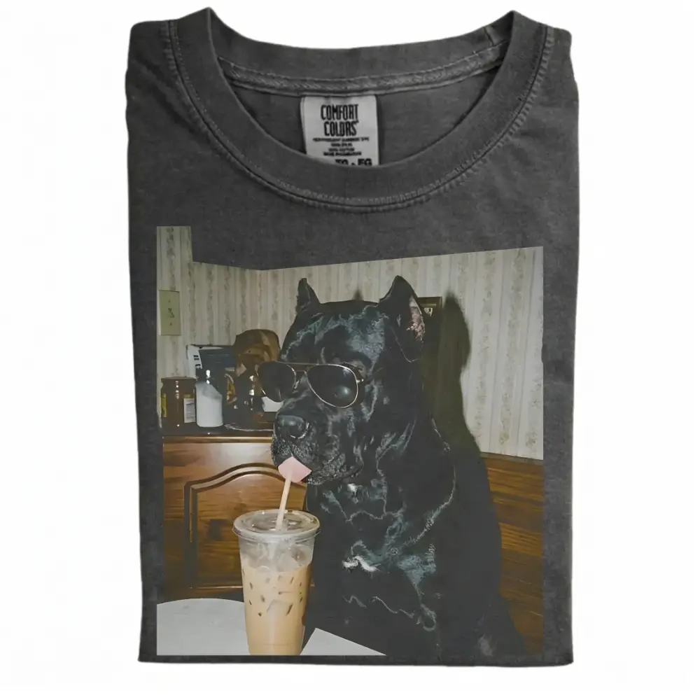 Cane Corso Drinking Iced Coffee T-shirt
