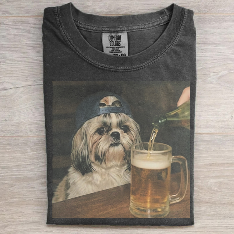 Shih Tzu Drinking Beer T-shirt