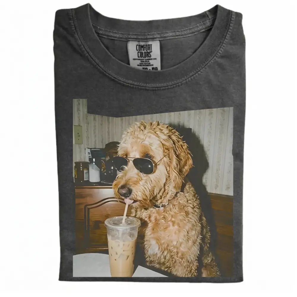 Retriever Drinking Iced Coffee T-shirt