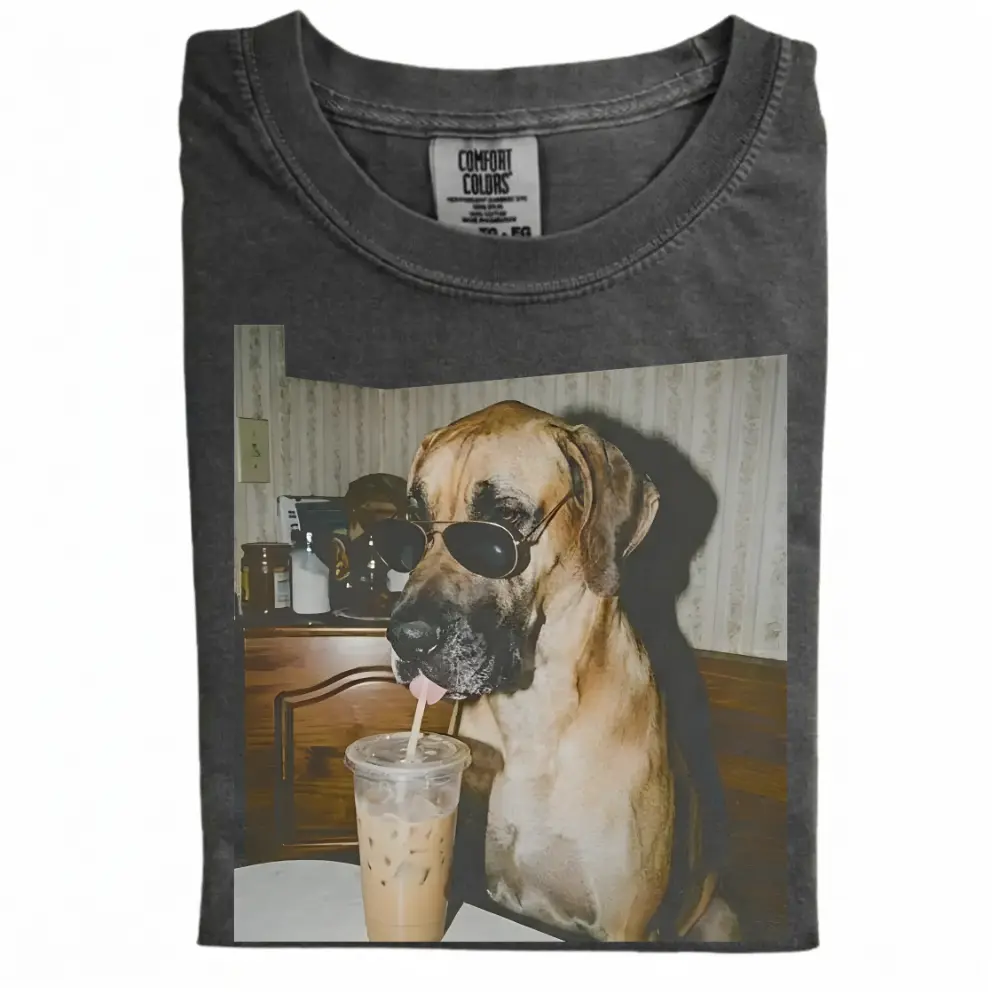 Great Dane Drinking Iced Coffee T-shirt