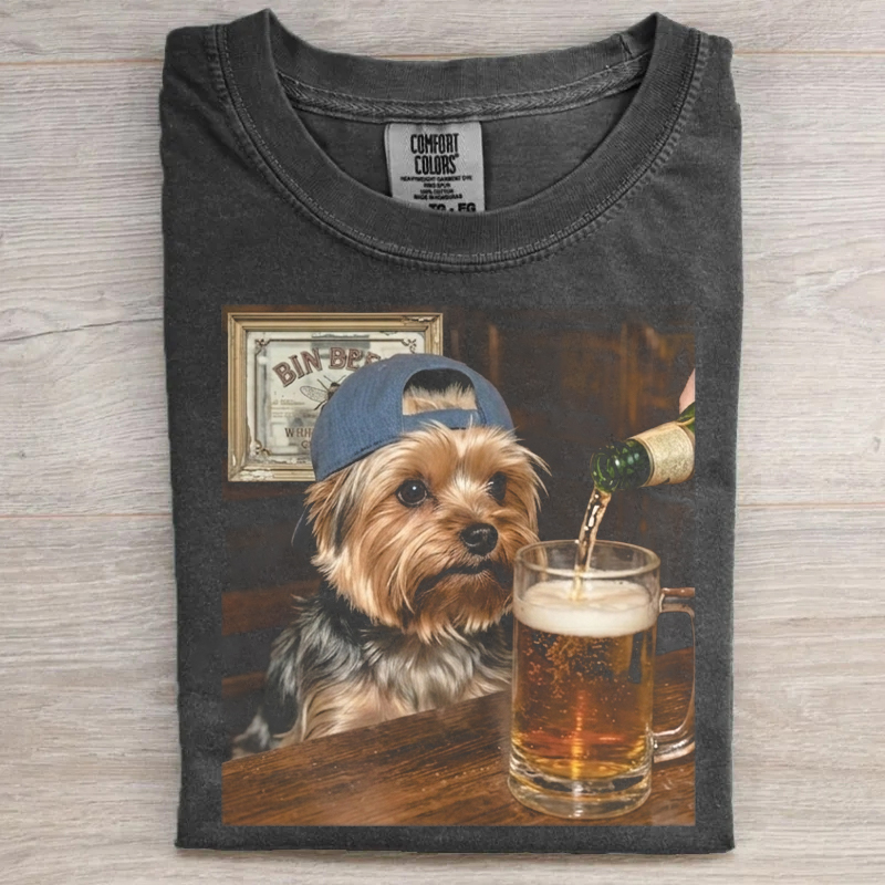 Yorkie Drinking Beer T-shirt