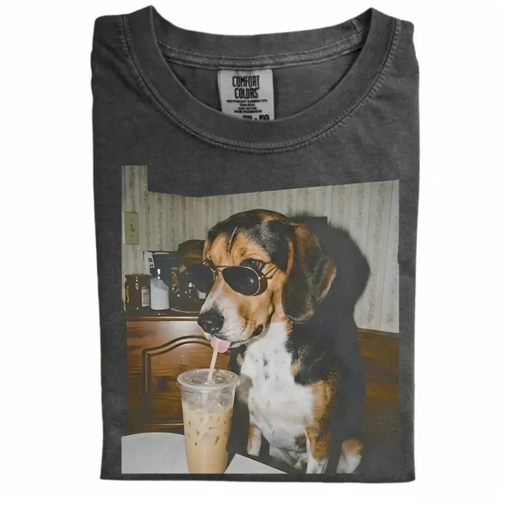 Beagle Drinking Iced Coffee T-shirt