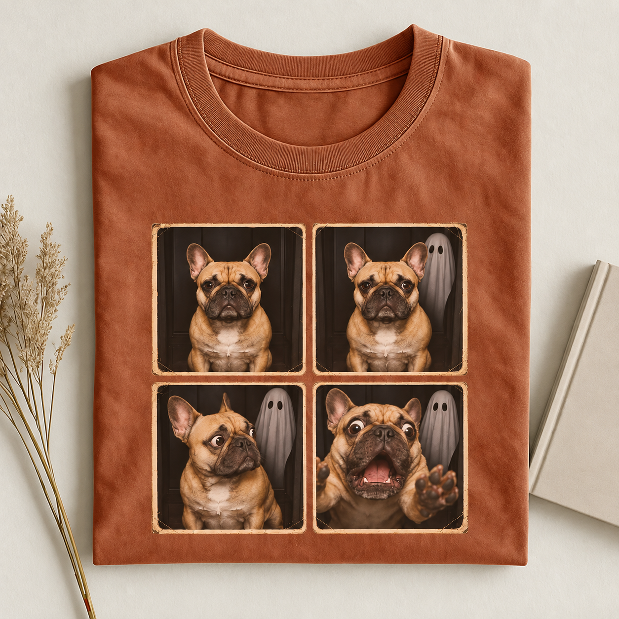 French Bulldog Ghost Photo Booth Halloween T-shirt