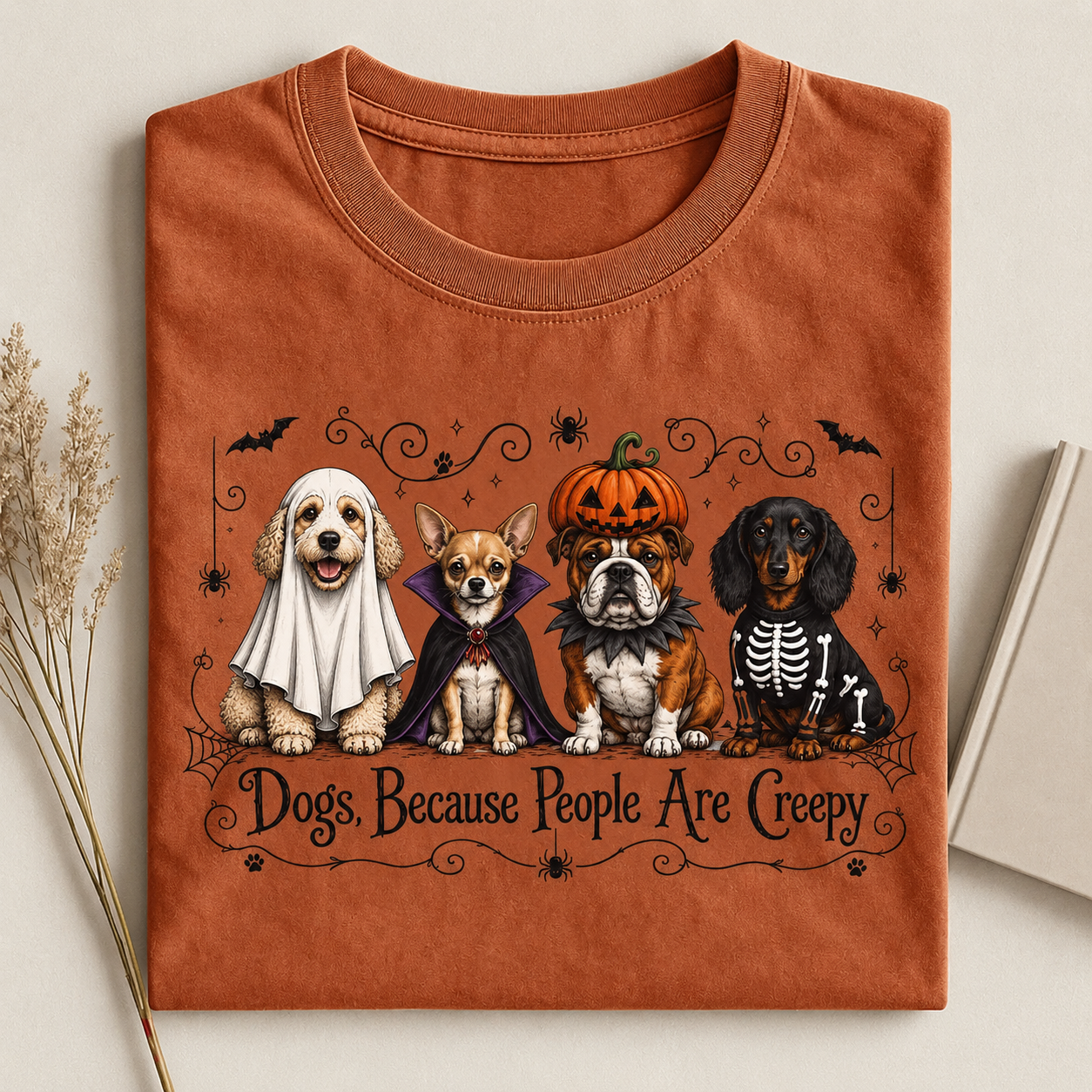 Dogs Because People Are Creepy Funny Halloween T-shirt