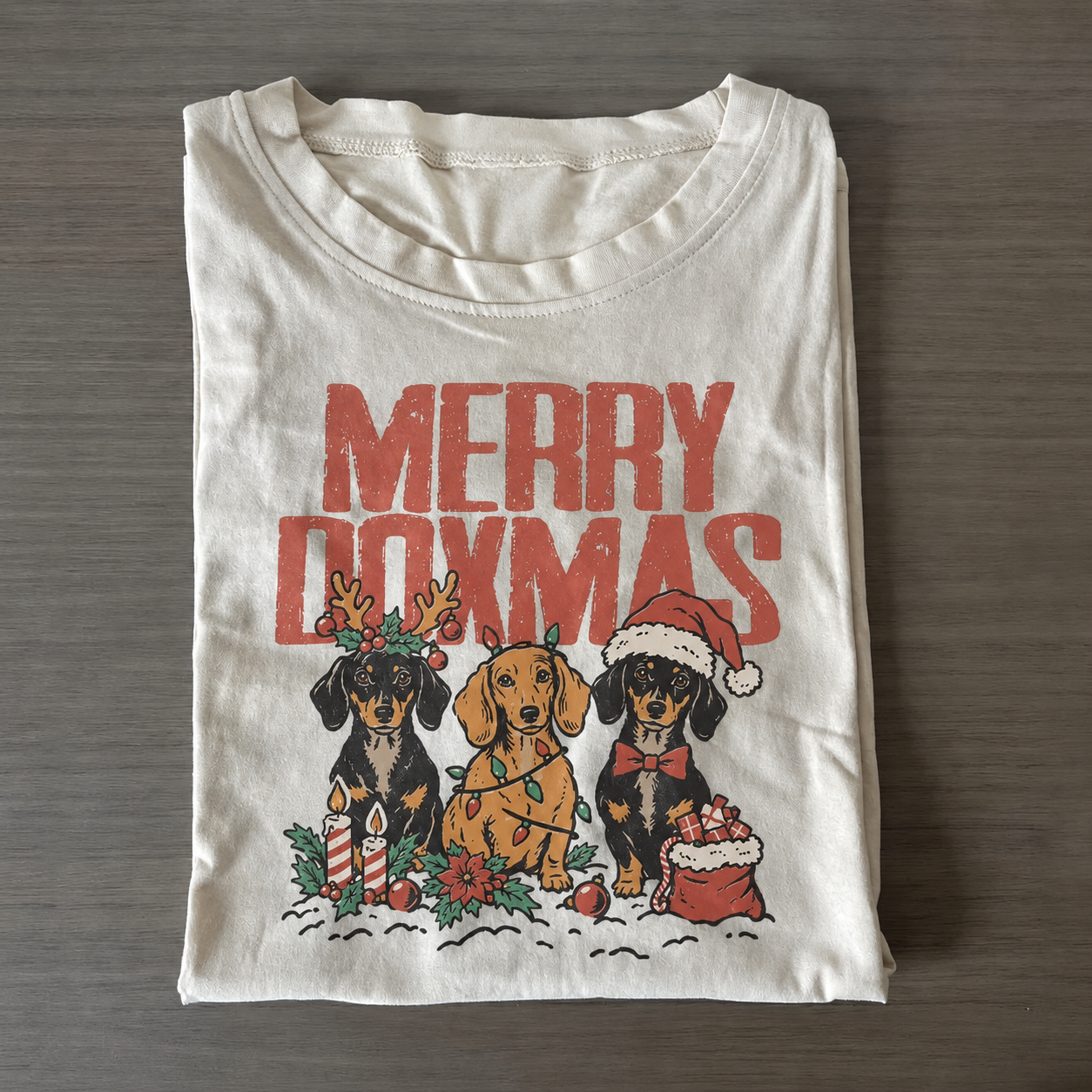 Retro Dachshund Christmas T-shirt