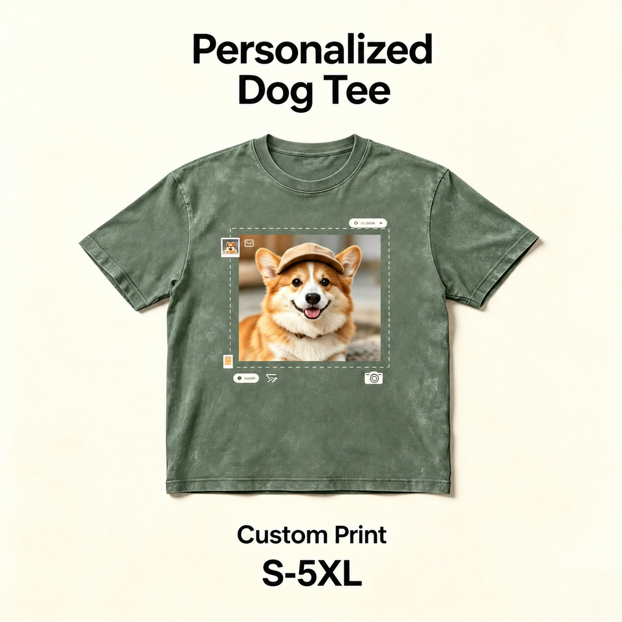 Personalized Dog T‑Shirt‑Upload Your Pet Photo，Custom Pet Portrait Tee
