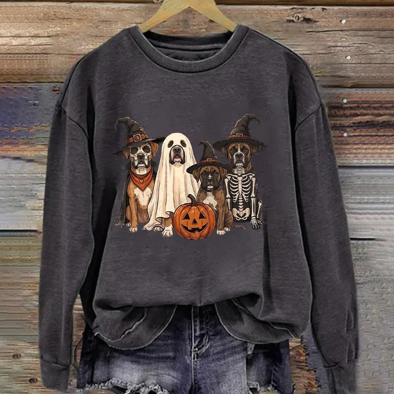 Halloween Boxer Ghost Dog Sweatshirt