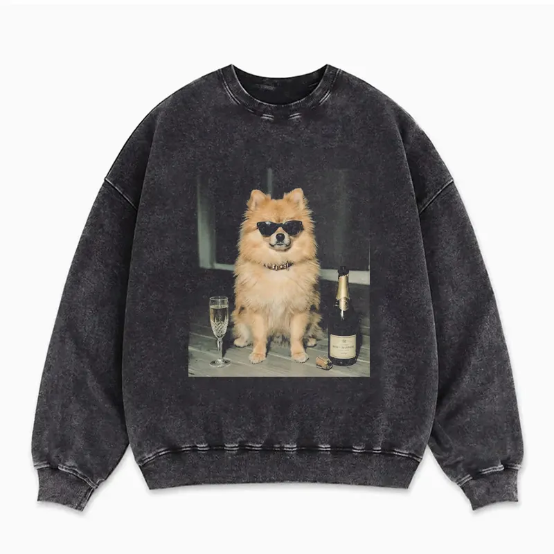 Pomeranian Drinking Champagne Sweatshirt
