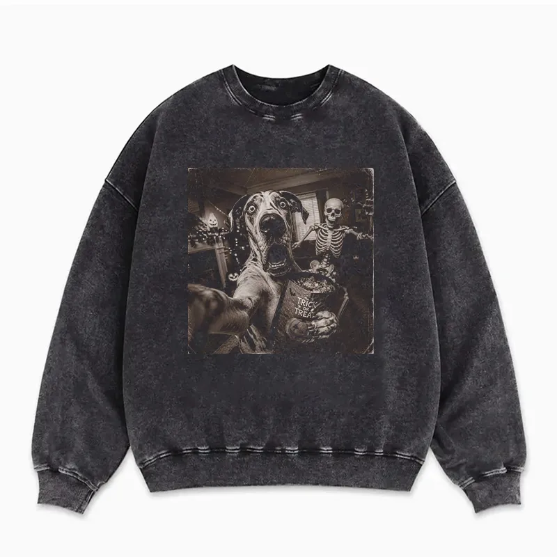 Scary Skeleton Halloween Great Dane Dog Sweatshirt