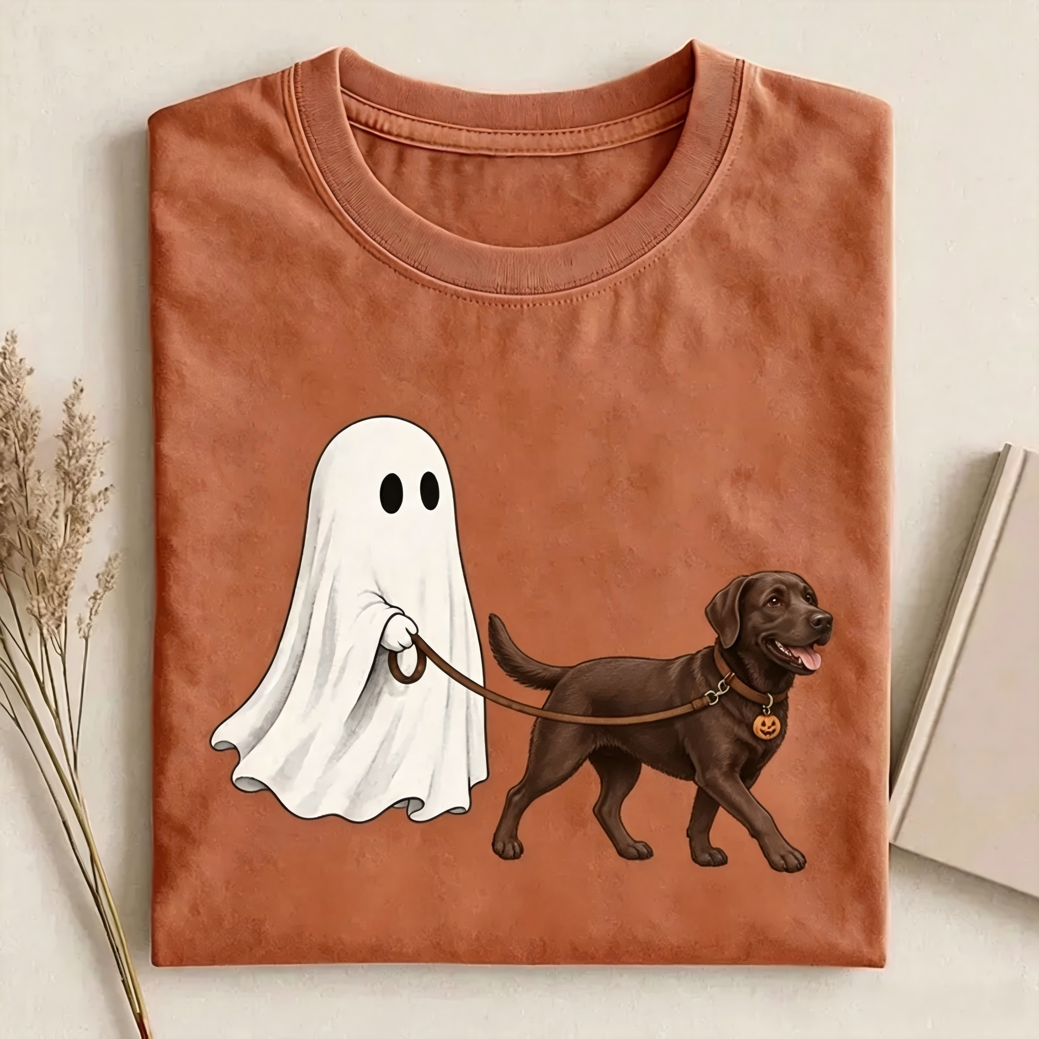 Ghost Walking Chocolate Labrador Retriever T‑shirt