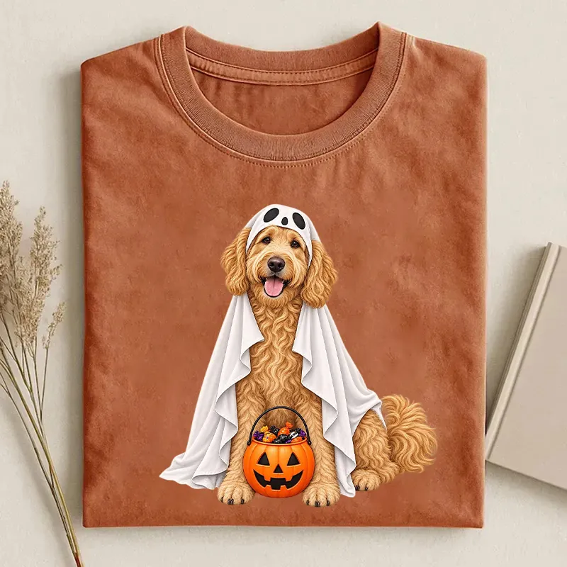 Cute Goldendoodle Ghost Halloween Trick Or Treat T-shirt
