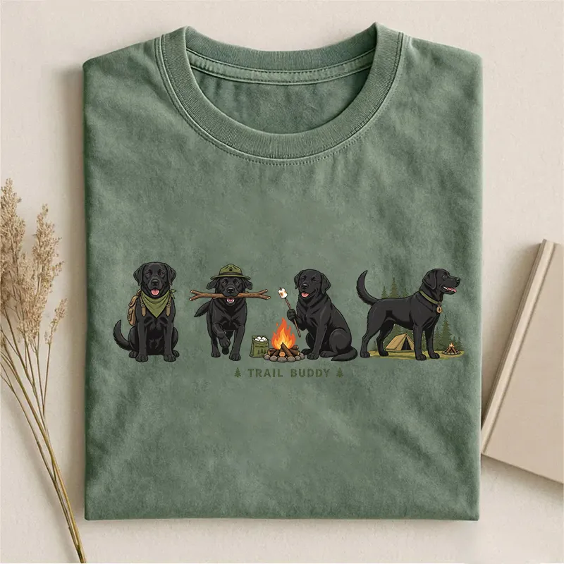 Funny Black Lab Dog Camping T-shirt