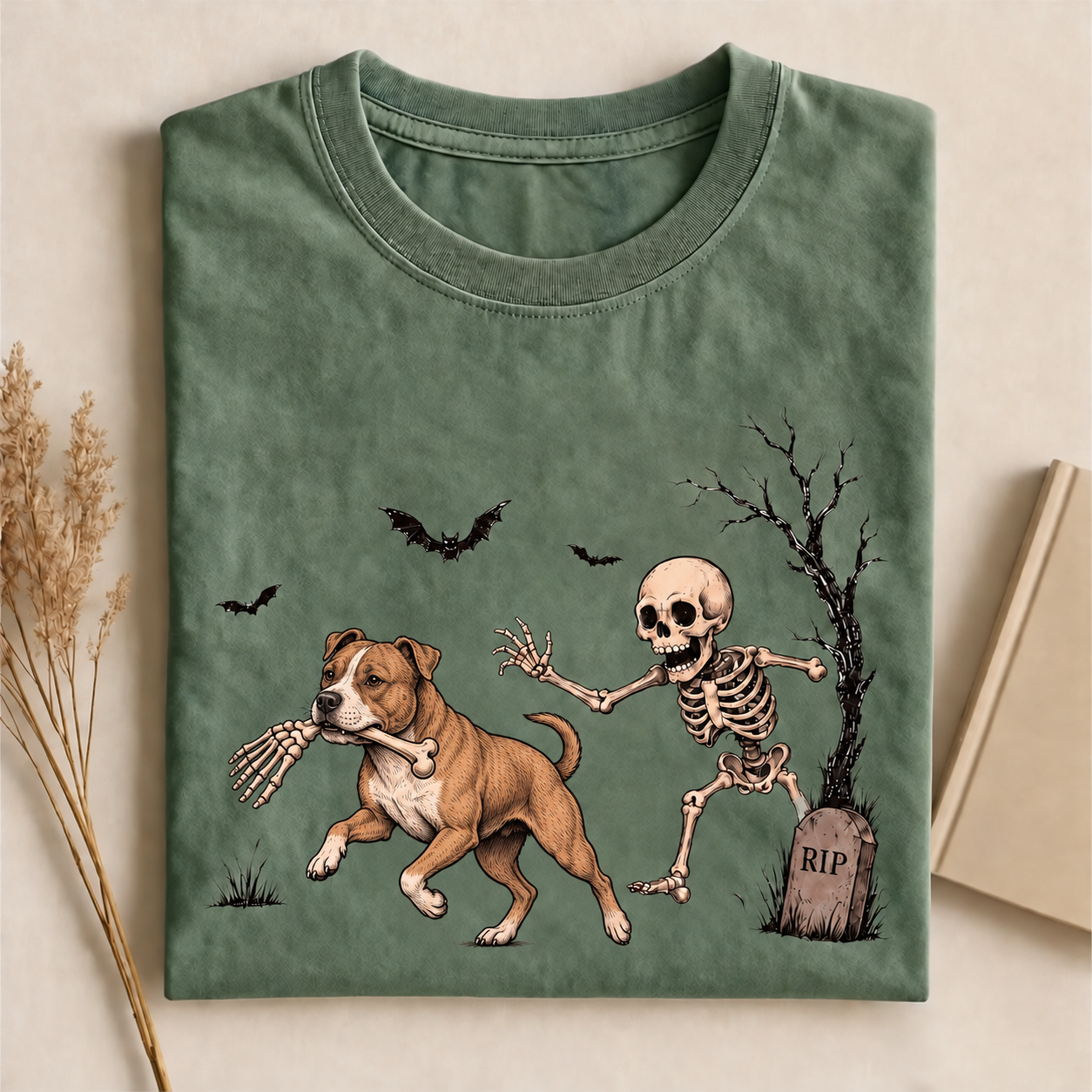 Pit Bull Halloween Graphic T-Shirt