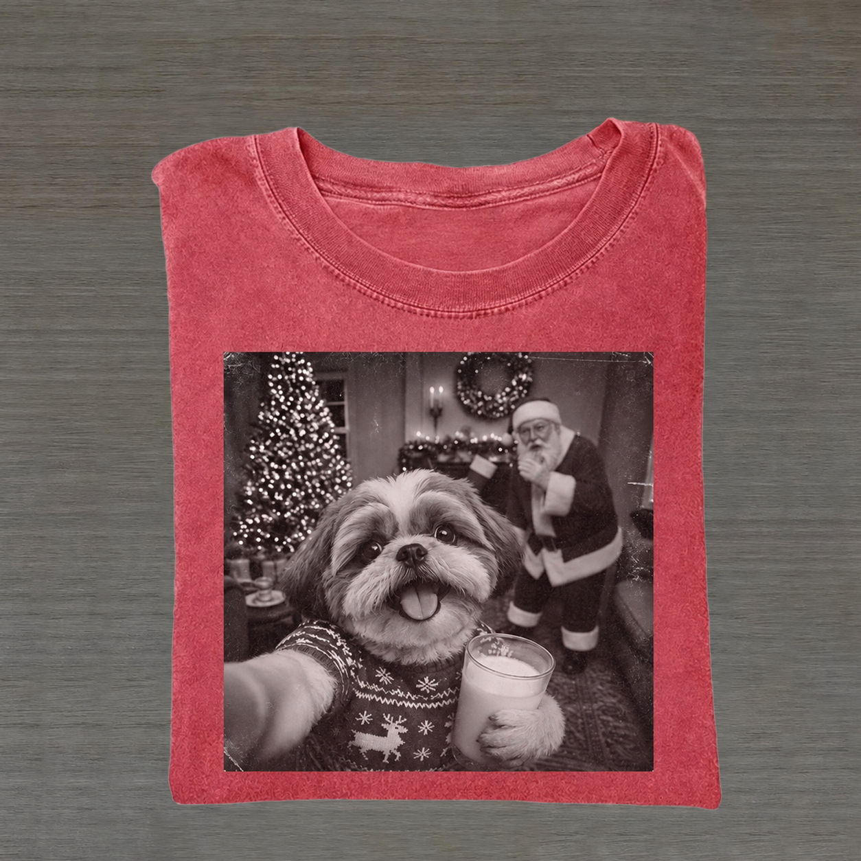 Shih Tzu Christmas Selfie T-shirt
