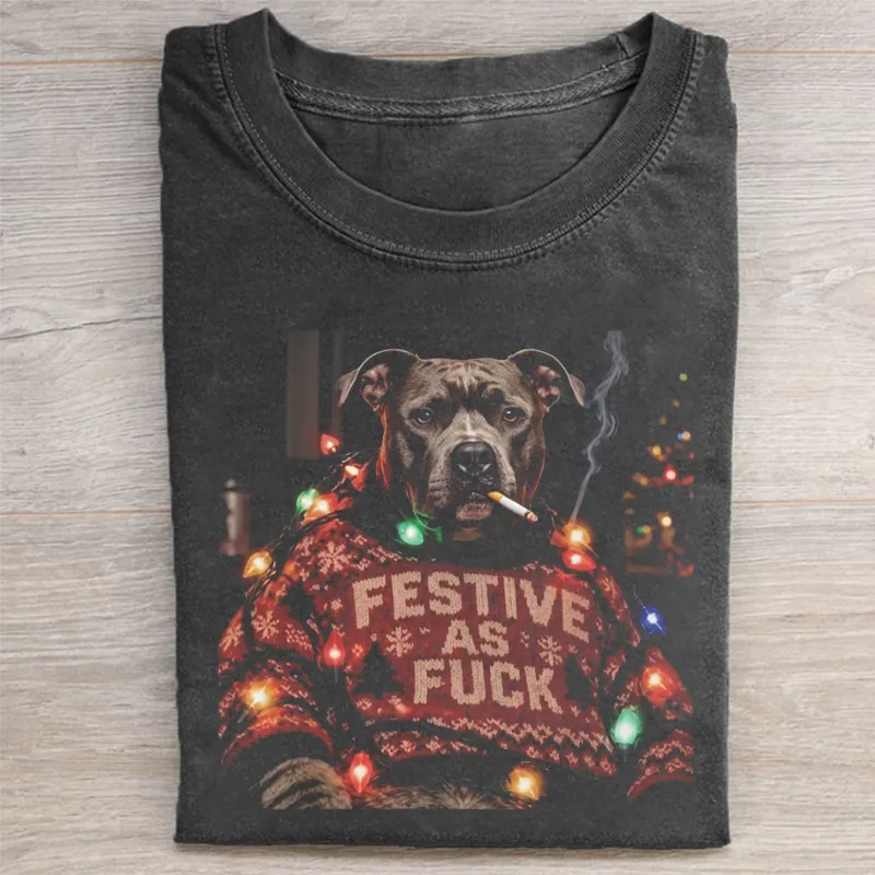 Funny Christmas Pitbull T-shirt