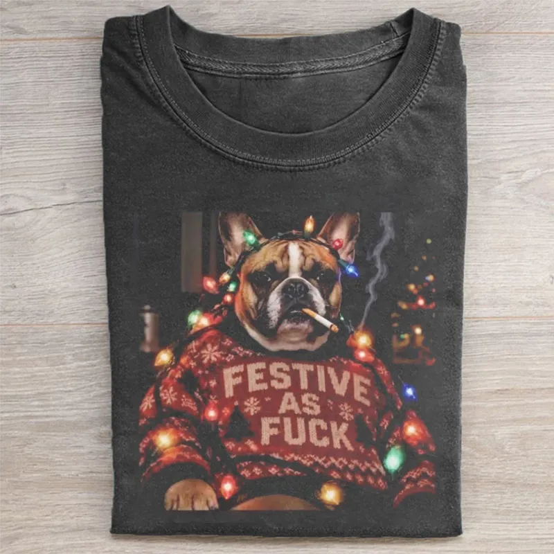Funny Christmas French Bulldog T-shirt