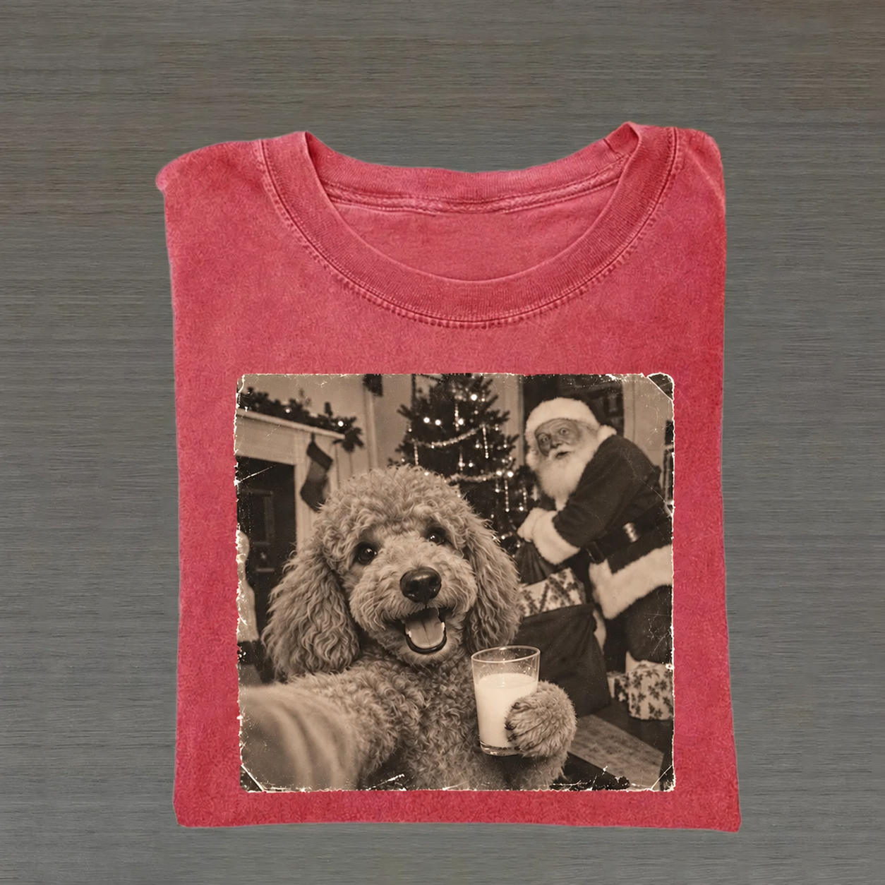 Retro Christmas Poodle Dog T-shirt