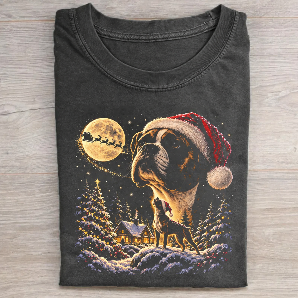 Boxer Dog Howling Christmas T-shirt