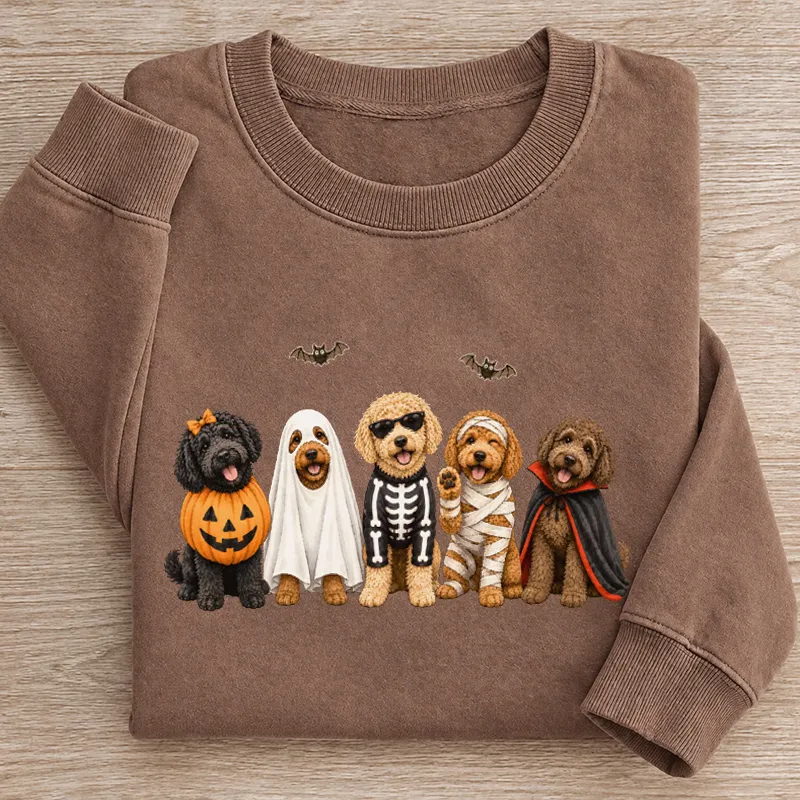 Goldendoodle Dogs in Costume Halloween Sweatshirt