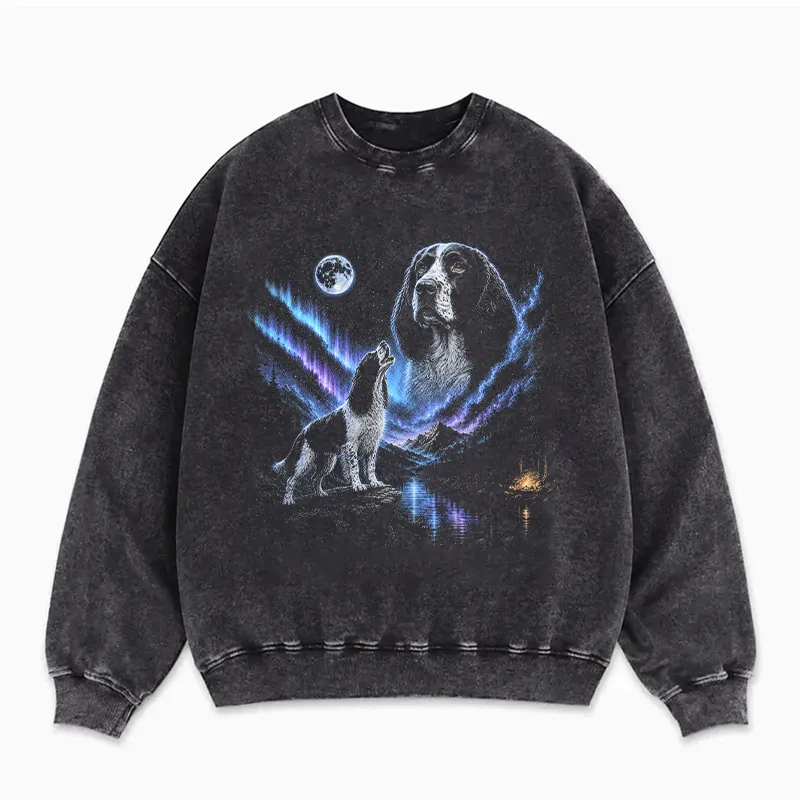 English Springer Dog Howling To The Moon Sweatshirt