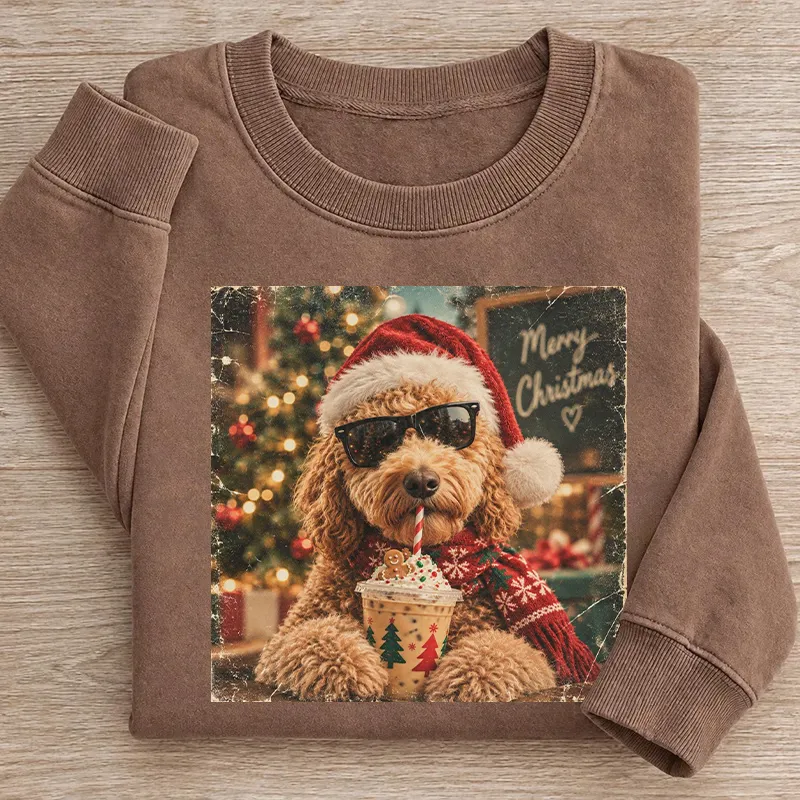 Christmas Goldendoodle Iced Coffee Sweatshirt
