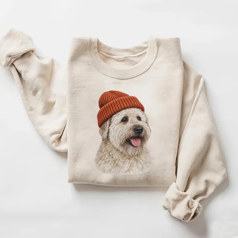 Wearing Beanie Wheaten Terrier Dog Sweatshirt
