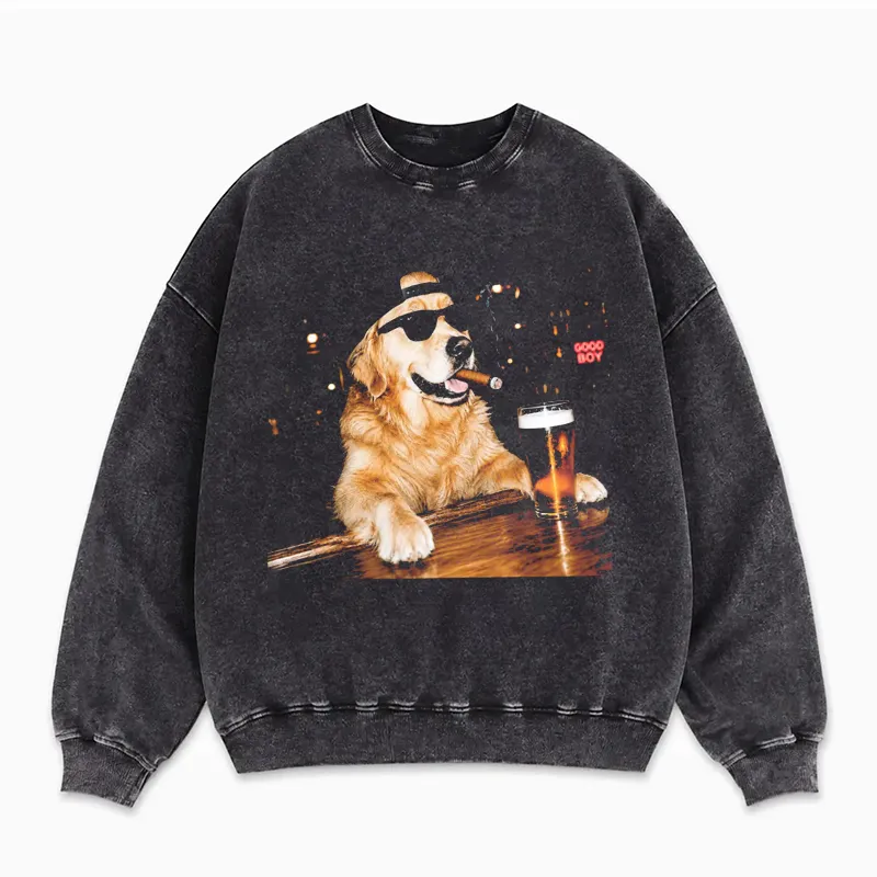 Golden Retriever Drinking Beer Graphic Sweatshirt