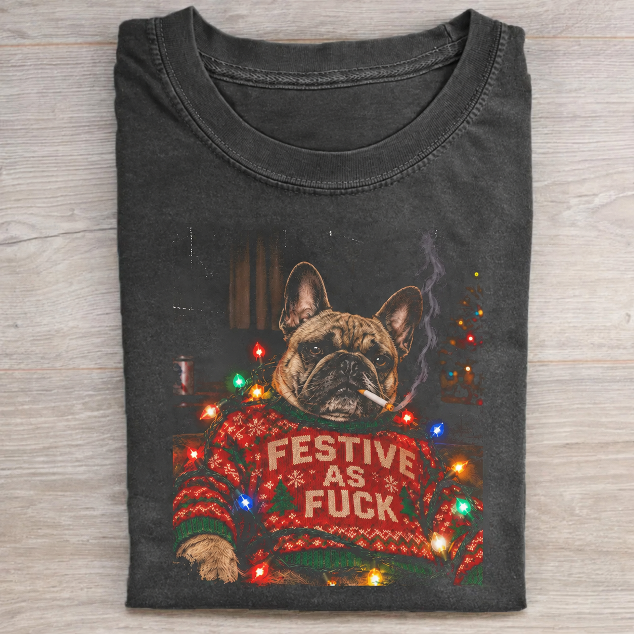 Funny Christmas French Bulldog T-shirt