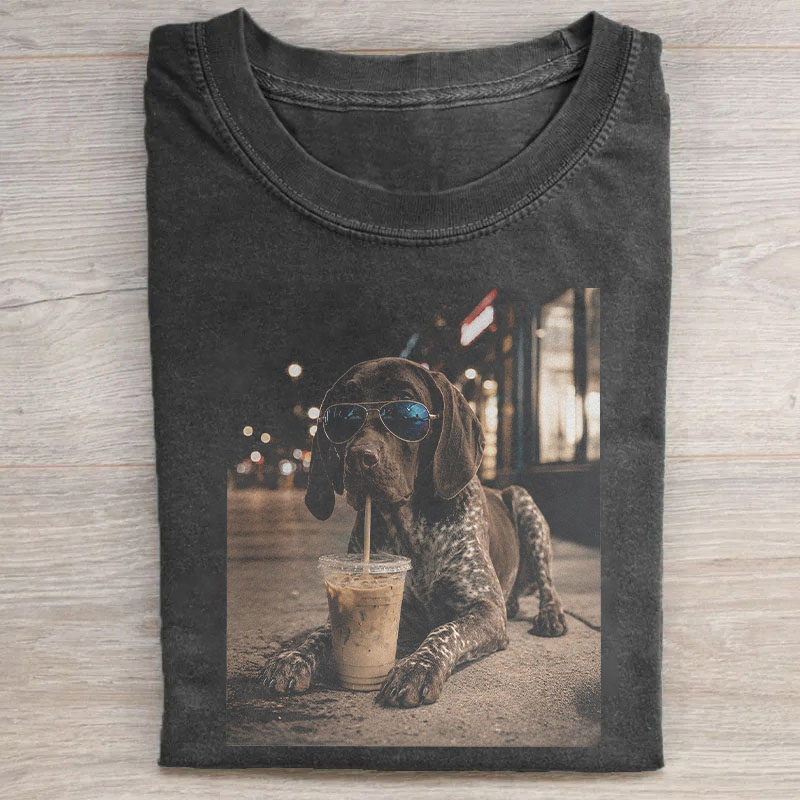 German Shorthaired Pointer Drinking Iced Coffee T-shirt
