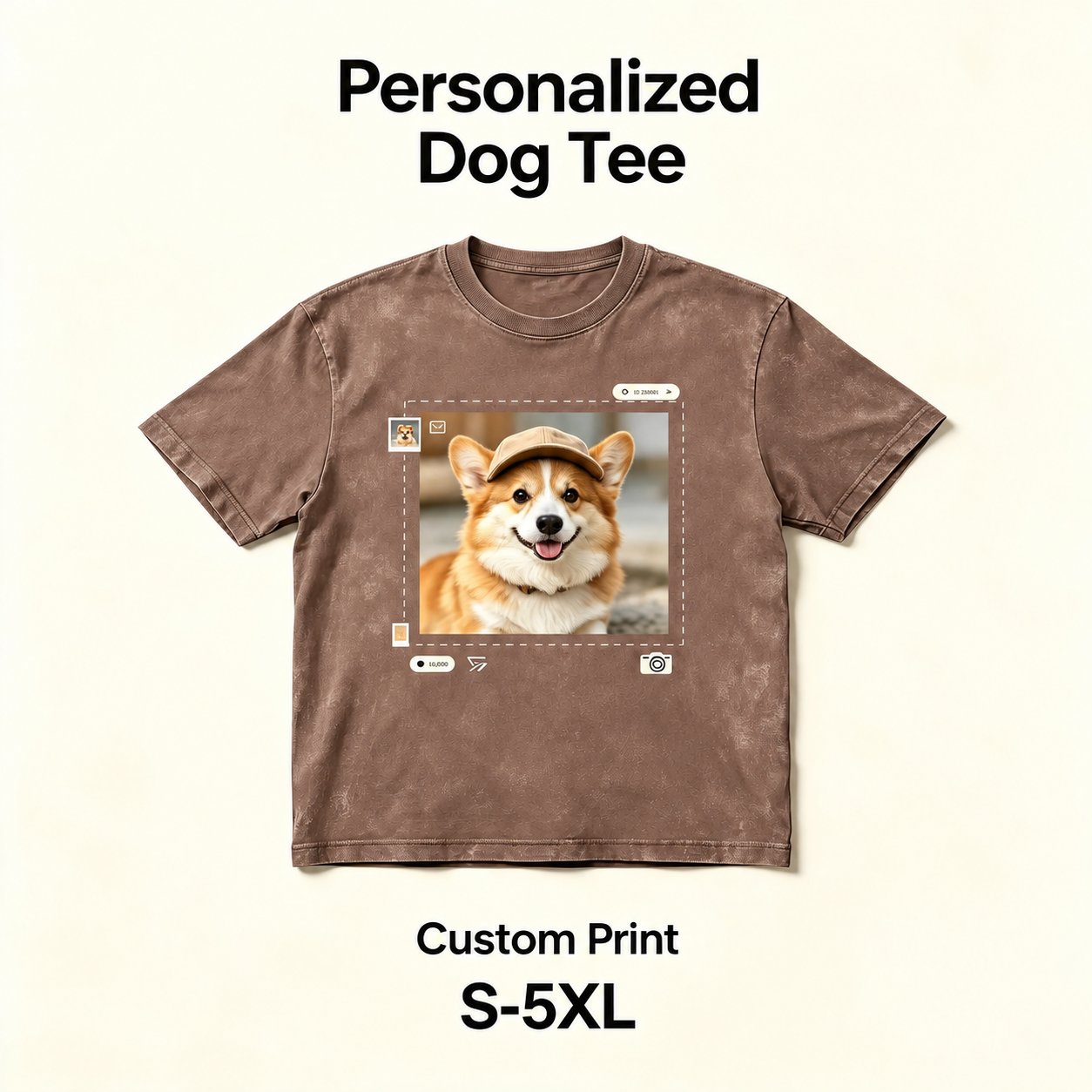Personalized Dog T‑Shirt‑Upload Your Pet Photo，Custom Pet Portrait Tee