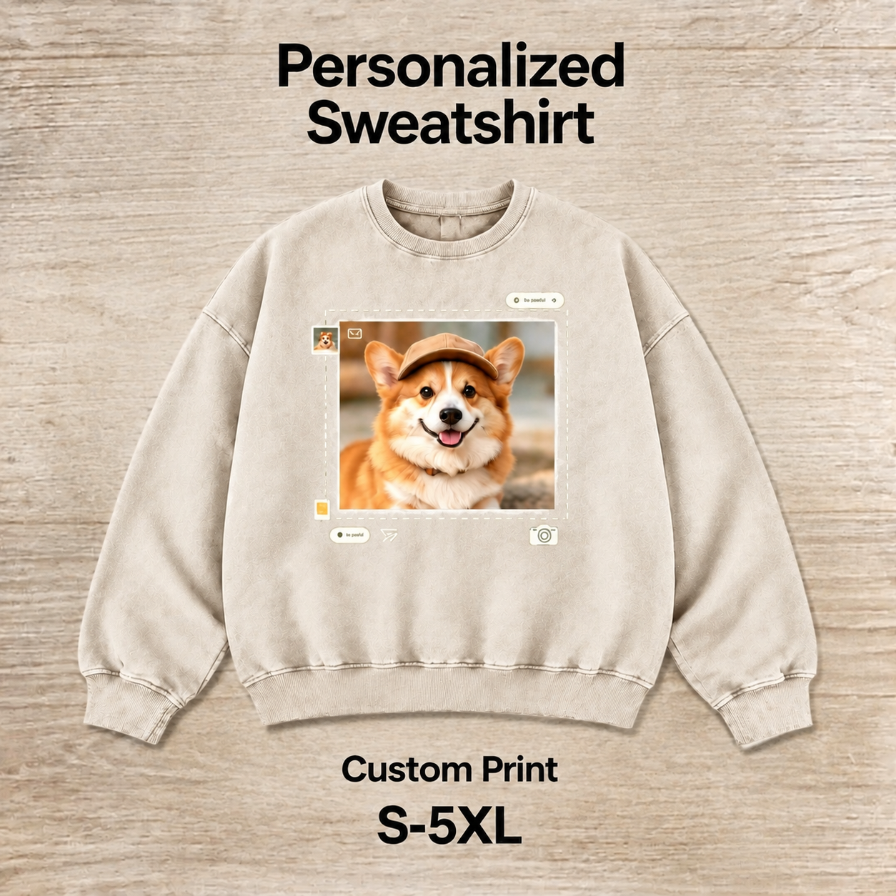Custom Dog Photo Sweatshirt – Personalized Pet Portrait
