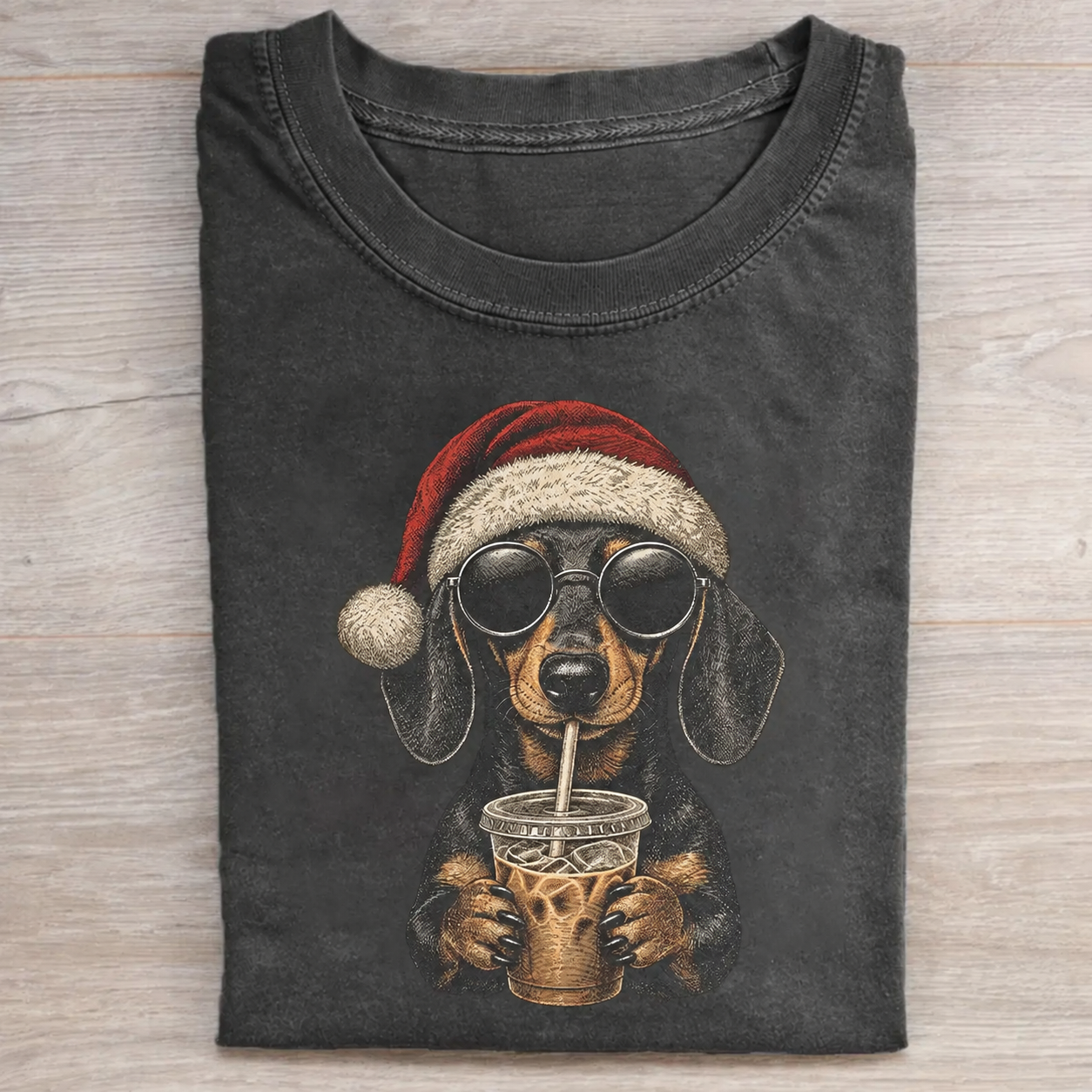 Christmas Coffee Dachshund Dogs T-shirt