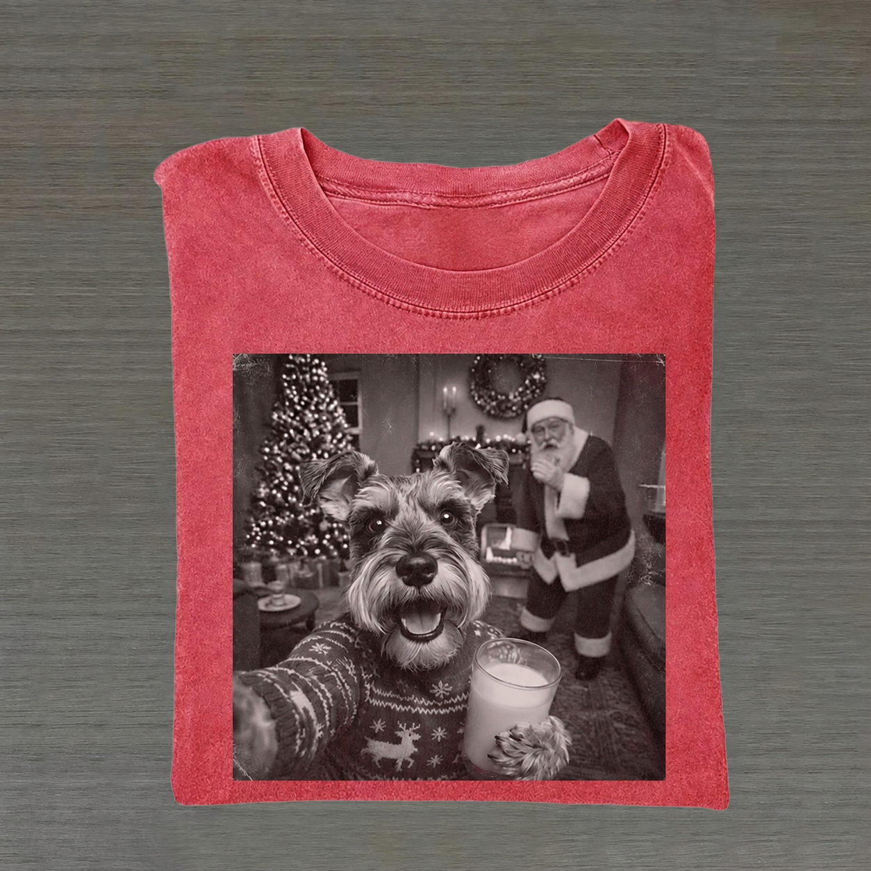 Christmas Miniature Schnauzer Santa T-shirt