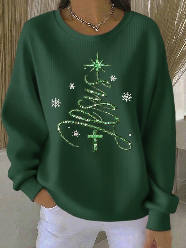 Emerald Green Sparkle Tree Sweater