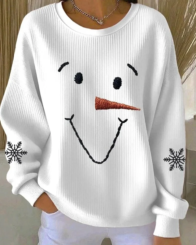 Winter White Smiling Snowman Crewneck