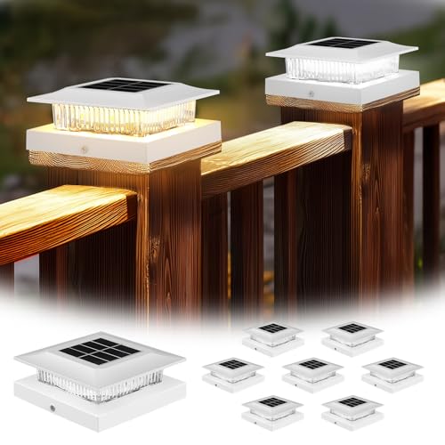 Solar Post Cap Lights 12 Pack White Waterproof Outdoor Fence Deck