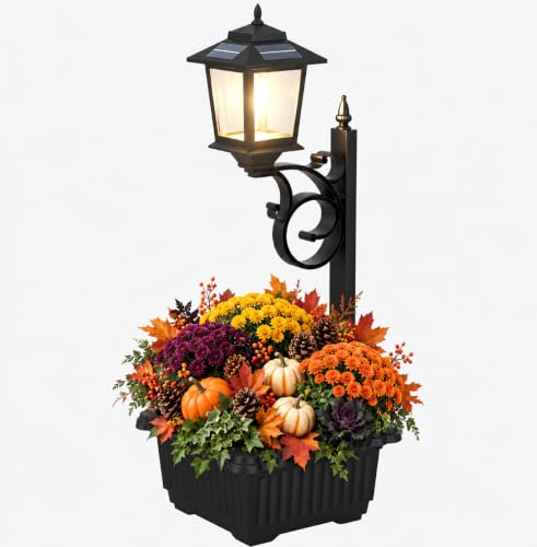 2 in 1 Solar Lamp Post Light with Planter, Waterproof