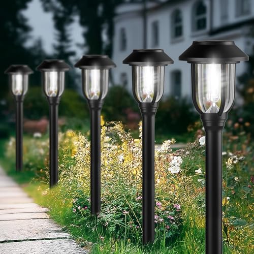 12 Pack Solar Lights Outdoor, 6000K Bright Solar Pathway Lights
