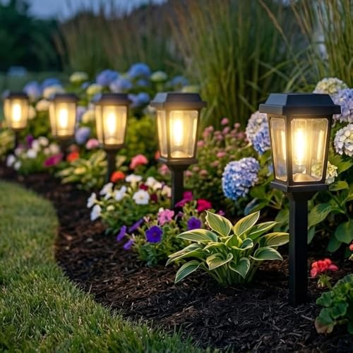 12 Pack Solar Lights Outdoor Pathway, Modern Solar Garden Lights