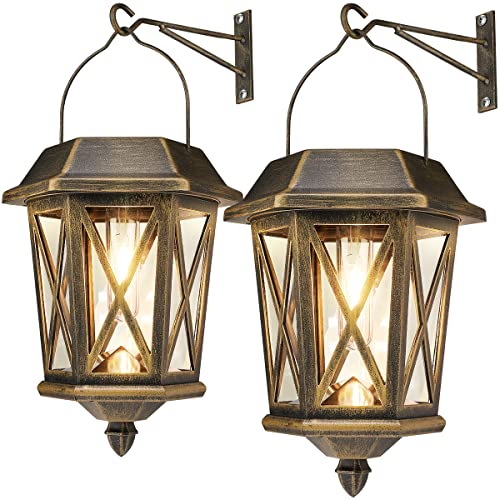 Solar Lanterns Outdoor Waterproof, Hanging Solar Lights with Glass